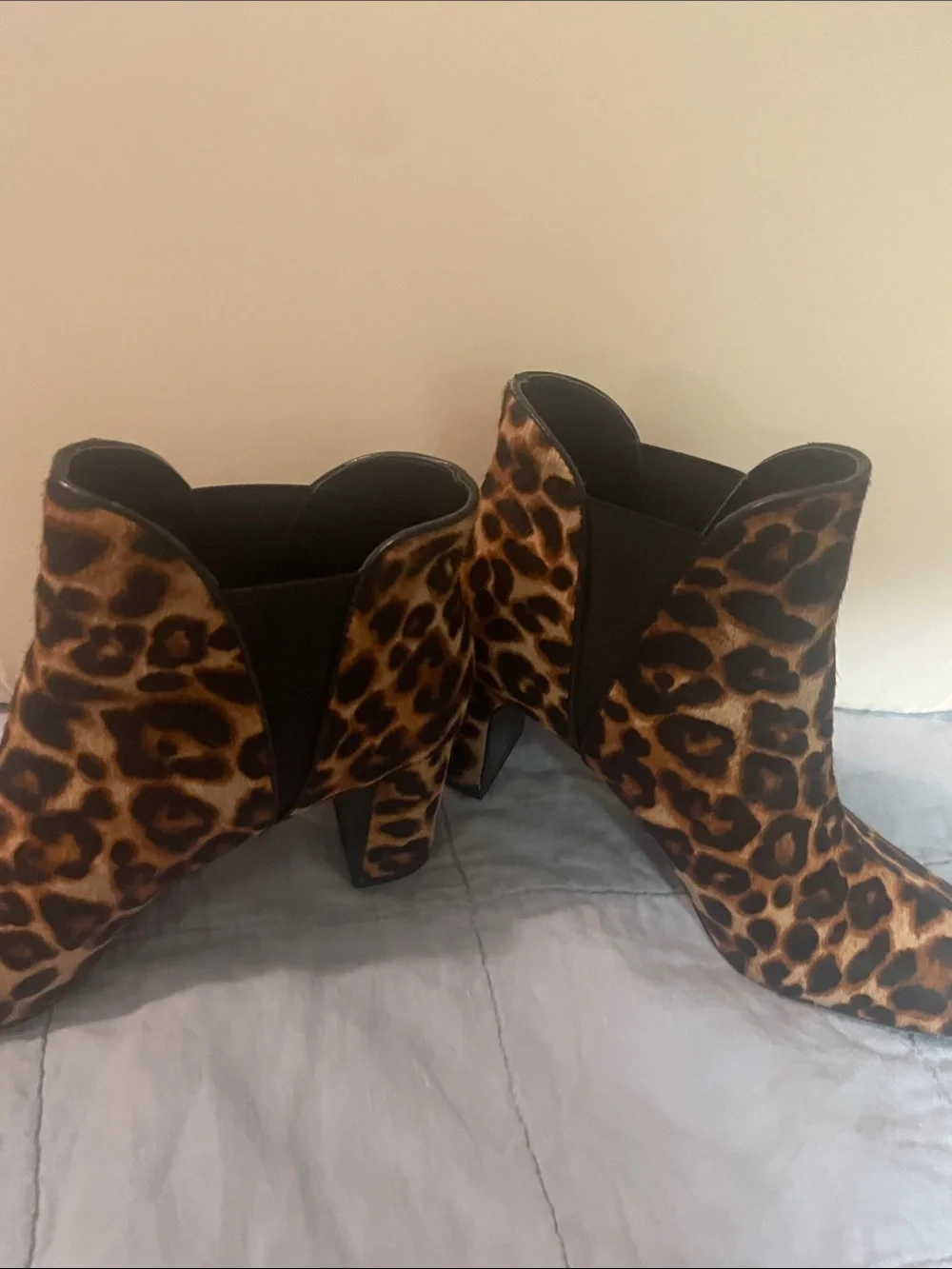 White House Black Market Leopard Print Ankle Booties - Brown & Black